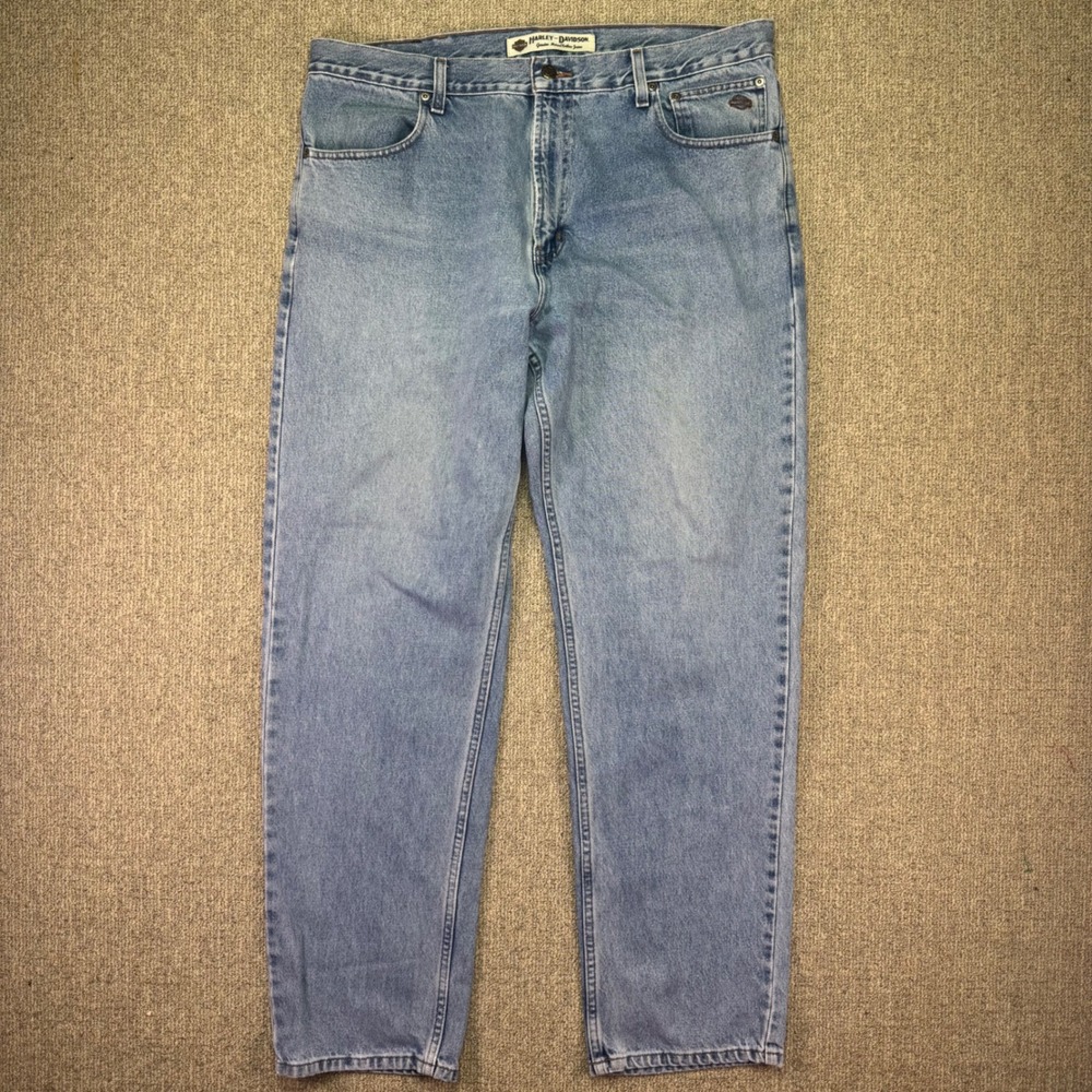 Mens Harley Davidson Jeans‎ 38x34 Light Wash Genuine MotorClothes Denim
